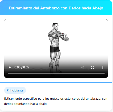 Estiramiento del Antebrazo con Dedos hacia Abajo